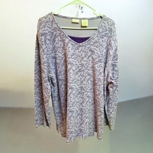 Vintage Bobbie Brooks Purple Layer Look Long Sleeved V-Neck Sweater ~ Size XL